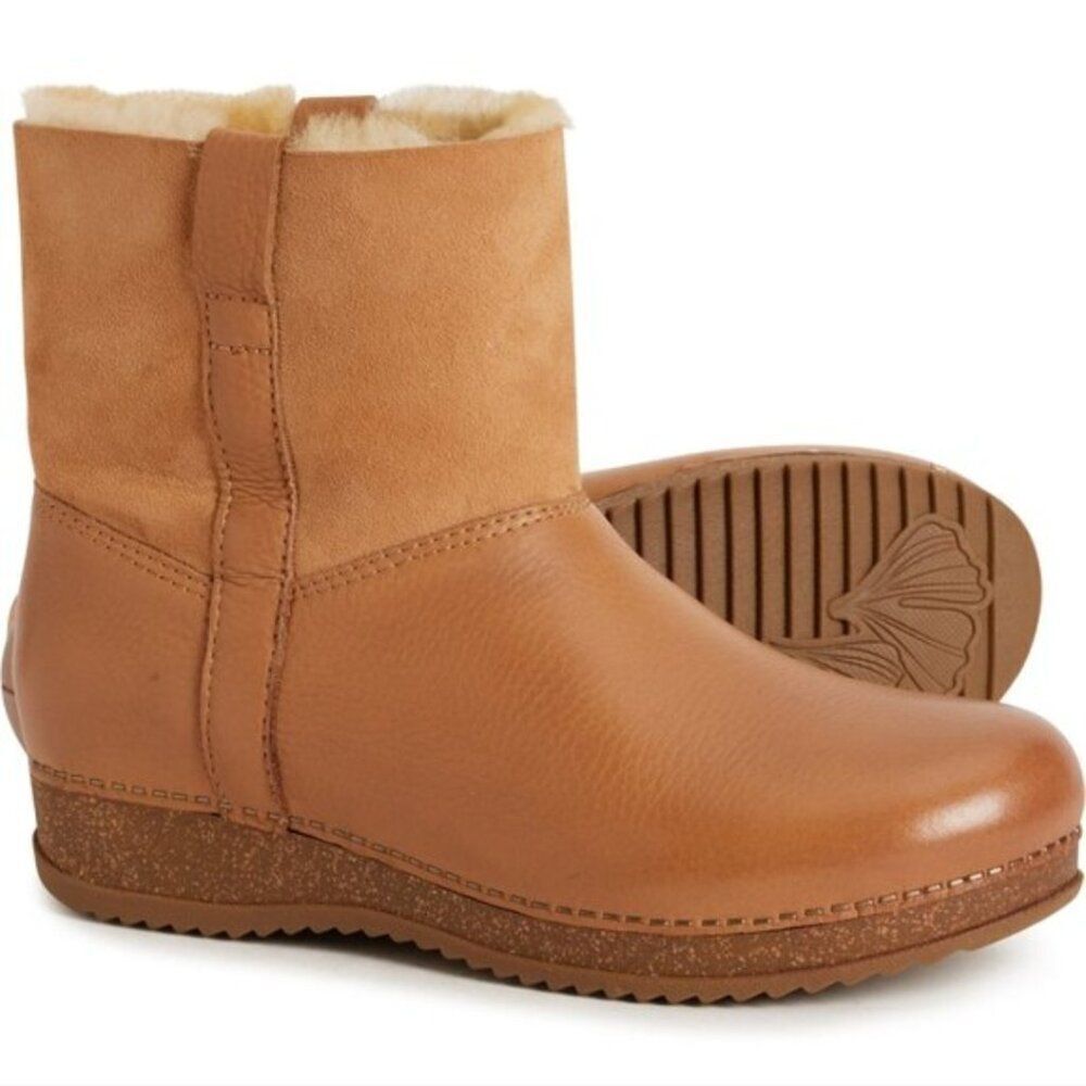 Dansko Mckenzie Leather Shearling Lined Boots Size EU 38 US 7.5 Tan Seasonal NEW